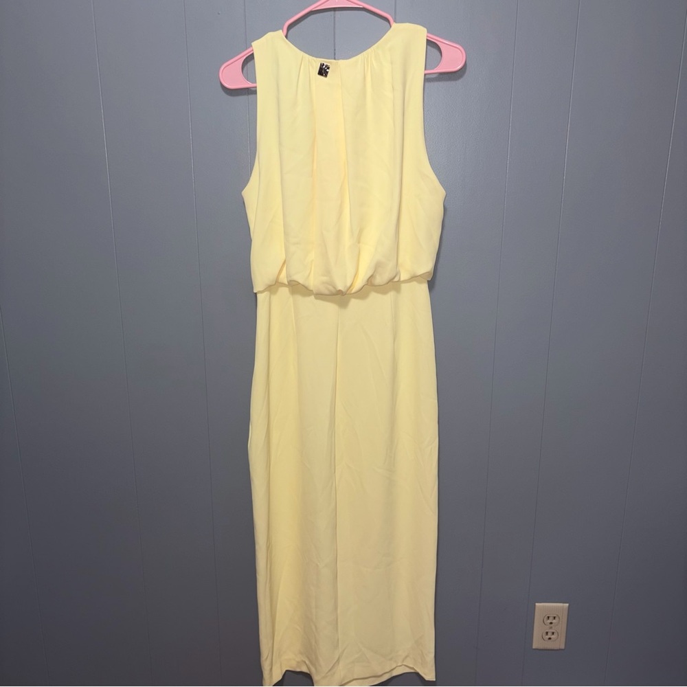 Zara Ruched Butter Yellow Sleeveless Midi Dress Medium NWT - Picture 8 of 10